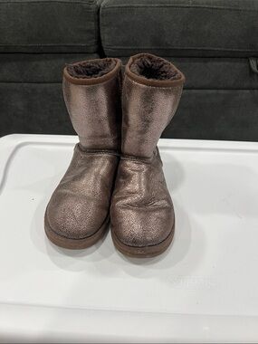 UGG Metallic Chocolate Brown Shearling Boots